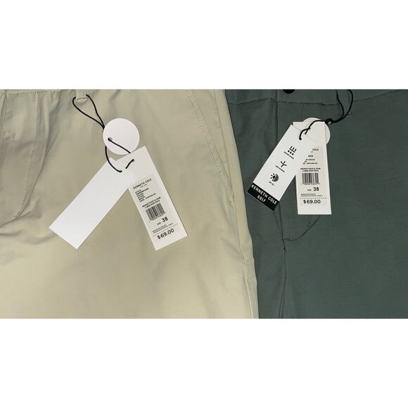 2 Pairs Kenneth Cole Men’s 38" Golf Shorts 9” Inseam, Stone, Moisture Wicking - Picture 6 of 6